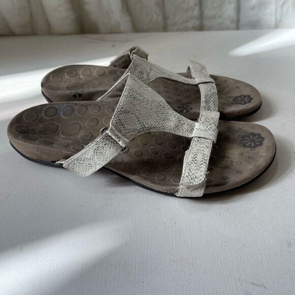 Orthaheel Vionic Molly Bone white & gray snake skin print slide sandals SZ 9.5 - Picture 4 of 9
